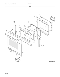 Door Diagram and Parts List for 00462048C  Frigidaire Range