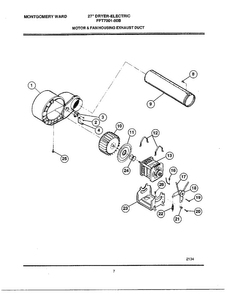 Motor And Fan Housing Exhaust Duct Diagram and Parts List for FFT7001-80B  Frigidaire Dryer