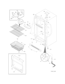Cabinet Diagram and Parts List for LFFU14F5HWS  Frigidaire Freezer