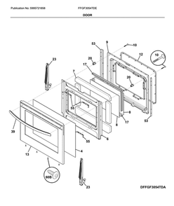 Door Diagram and Parts List for FFGF3054TDE  Frigidaire Range
