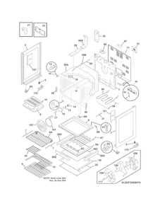 Body Diagram and Parts List for LGEF3045KFJ  Frigidaire Range