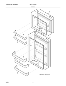 Door Diagram and Parts List for GRTE1834VS0  Frigidaire Refrigerator