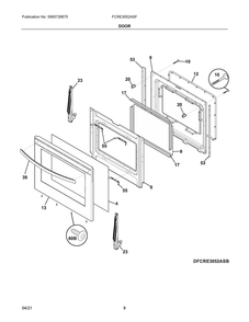 Door Diagram and Parts List for FCRE3052ASF  Frigidaire Range