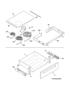 Top/drawer Diagram and Parts List for CFES3025PWD  Frigidaire Range