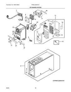 Ice Maker System Diagram and Parts List for PRMC2285AF07  Frigidaire Refrigerator