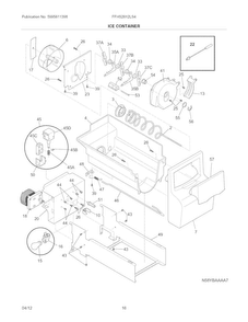 Ice Container Diagram and Parts List for FFHS2612LS4  Frigidaire Refrigerator