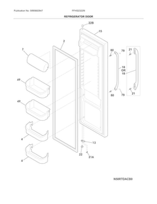 Refrigerator Door Diagram and Parts List for FFHS2322MSLA  Frigidaire Refrigerator