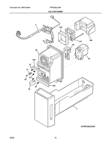 Ice Container Diagram and Parts List for FRFS282LAF4  Electrolux Refrigerator