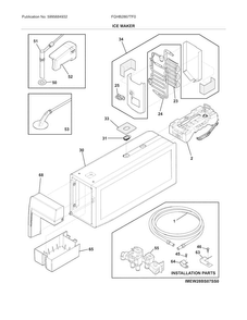 Ice Maker Diagram and Parts List for FGHB2867TF0  Frigidaire Refrigerator