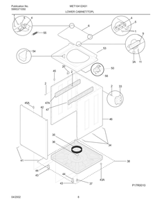 Lower Cabinet/Top Diagram and Parts List for MET1041ZAS1  Frigidaire Washer Dryer Combo