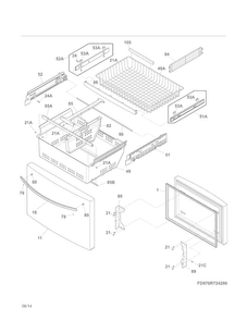 Freezer Drawer, Baskets Diagram and Parts List for 25370342210  Kenmore Refrigerator