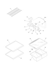Shelves Diagram and Parts List for FFTR18D2PS3  Frigidaire Refrigerator
