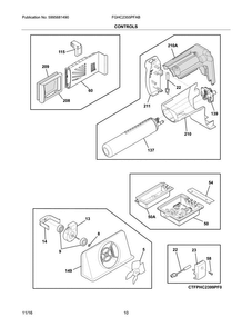 Controls Diagram and Parts List for FGHC2355PFAB  Frigidaire Refrigerator