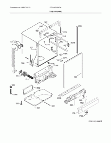Frame & tub Diagram and Parts List for FGID2479SF7A  Frigidaire Dishwasher