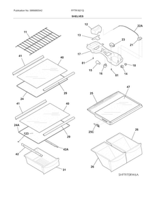 Shelves Diagram and Parts List for FFTR1821QW6A  Frigidaire Refrigerator
