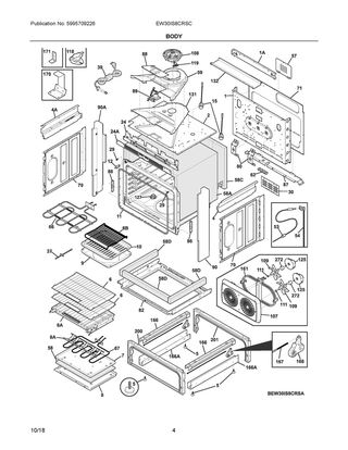 Body Diagram and Parts List for EW30IS8CRSC  Frigidaire Range