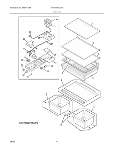 Shelves Diagram and Parts List for FFHT2045XS0  Frigidaire Refrigerator