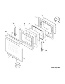 Door Diagram and Parts List for FFEF3017ZWD  Frigidaire Range