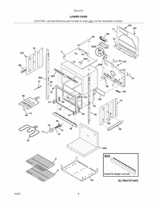 Lower Oven Diagram and Parts List for 79047872406  Kenmore Wall Oven