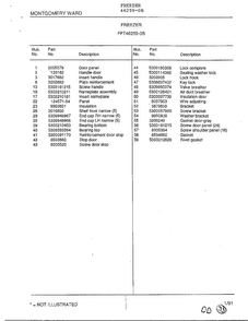 Freezer Page 2 Diagram and Parts List for 46259-0B  Frigidaire Freezer