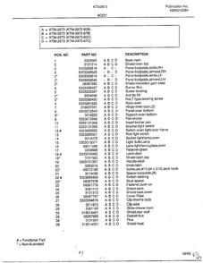 Body Page 2 Diagram and Parts List for 2873B  Frigidaire Range
