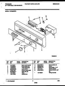 Console And Control Parts Diagram and Parts List for FDP652RBR0  Frigidaire Dishwasher