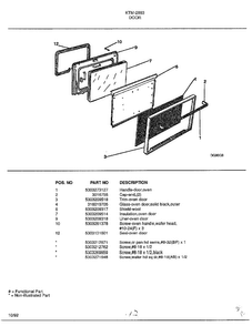 Door Diagram and Parts List for 2883  Frigidaire Range
