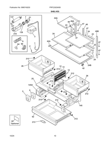 Shelves Diagram and Parts List for FRFC2323AS9  Frigidaire Refrigerator