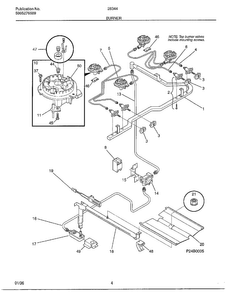 Burner Diagram and Parts List for 283440B  Frigidaire Range