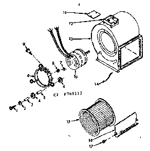 H-q blower assembly Diagram and Parts List for 867769112  Frigidaire Air Conditioner