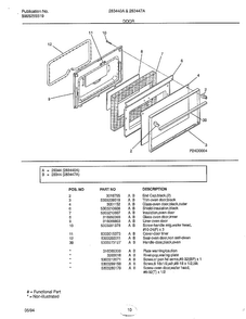 Door Diagram and Parts List for 283440A  Frigidaire Range