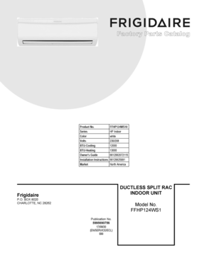 01 - COVER SHEET Diagram and Parts List for FFHP124WS10  Frigidaire Air Conditioner
