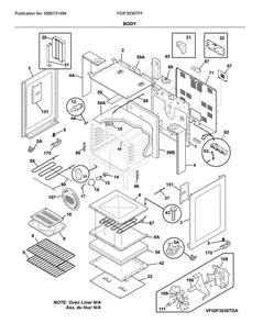Body Diagram and Parts List for FGIF3036TFF  Frigidaire Range