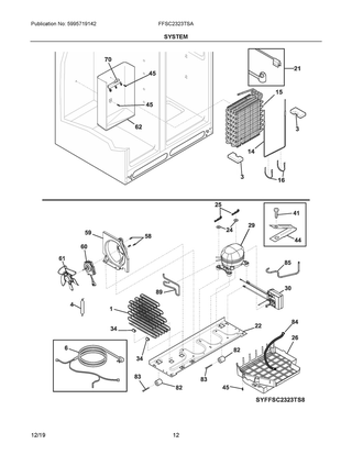 System Diagram and Parts List for FFSC2323TSA  Frigidaire Refrigerator