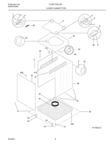 Lower Cabinet/Top Diagram and Parts List for FLSEC72GCS8  Frigidaire Dryer