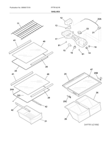 Shelves Diagram and Parts List for FFTR1621RS1  Frigidaire Refrigerator
