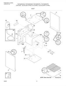 Body Diagram and Parts List for FGF326WGTB  Frigidaire Range