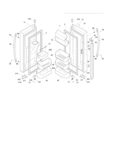 Fresh Food Doors Diagram and Parts List for FGHB2844LFA  Frigidaire Refrigerator