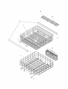 Racks Diagram and Parts List for 58714028200A  Kenmore Dishwasher