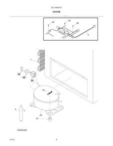 System Diagram and Parts List for 25316949107  Kenmore Freezer