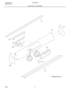 Backguard / Dosseret Diagram and Parts List for CGDS388AB4  Frigidaire Range