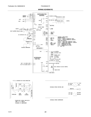 22 - WIRING SCHEMATIC Diagram and Parts List for FGUS2642LF2  Frigidaire Refrigerator
