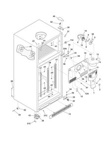 Cabinet Diagram and Parts List for WRTS23V7MW4  Frigidaire Refrigerator