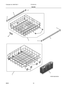 Racks Diagram and Parts List for FFCD2413UB5A  Frigidaire Dishwasher