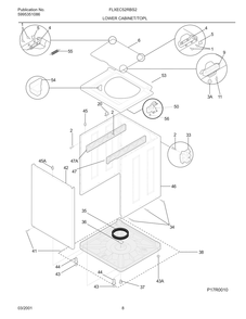 Lower Cabinet/Top Diagram and Parts List for FLXEC52RBS2  Frigidaire Dryer