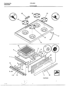 Top/drawer Diagram and Parts List for 2803-80B  Frigidaire Range