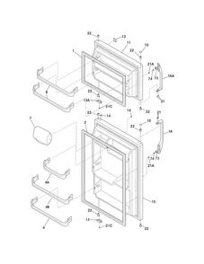 Doors Diagram and Parts List for 25372629018  Kenmore Refrigerator