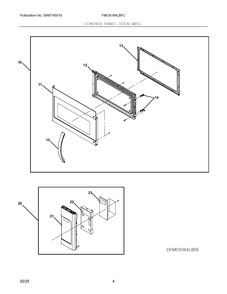 Control Panel, Door, Misc. Diagram and Parts List for FMOS184LBFC  Frigidaire Microwave