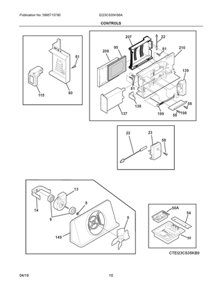 Controls Diagram and Parts List for EI23CS35KS6A  Frigidaire Refrigerator