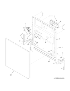 Door Diagram and Parts List for FFBD2408NM5B  Frigidaire Dishwasher